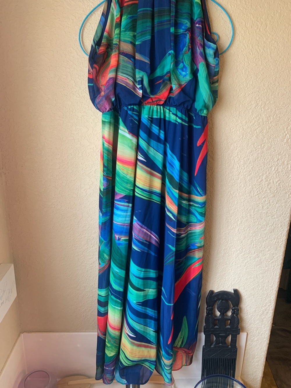 Signature by Robbie Bee Navy Multicolor print Dress - Picture 3 of 6